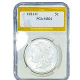 1921-D Morgan Silver Dollar PGA MS64