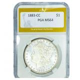 1883-CC Morgan Silver Dollar PGA MS64