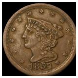 1853 Braided Hair Half Cent NEARLY UNCIRCULATED