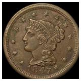 1847 Braided Hair Large Cent CLOSELY UNCIRCULATED