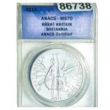 2011 Great Britain 1oz Silver Â£2 Britannia  MS70