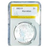 1922-D Silver Peace Dollar PGA MS66