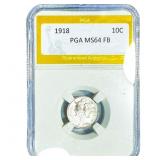 1918 Mercury Silver Dime PGA MS64 FB