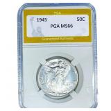1945 Walking Liberty Half Dollar PGA MS66