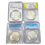 [4 Coins] 1885-1921 Morgan Silver Dollar MS62-65