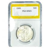 1945 Walking Liberty Half Dollar PGA MS65