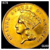 1878 $3 Gold Piece CHOICE BU