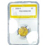 1954-S Wheat Cent PGA MS66 BN