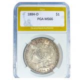 1884-O Morgan Silver Dollar PGA MS66