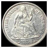 1873 Arrows Seated Liberty Silver Dime CLOSELY UNC