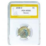 1938-D Buffalo Nickel PGA MS66 Monster