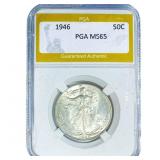 1946 Walking Liberty Half Dollar PGA MS65