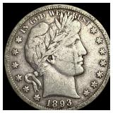 1893-S Silver Barber Half Dollar LIGHTLY CIRCULATE