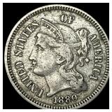 1880 Nickel Three-Cent Piece NEARLY UNCIRCULATED