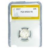 1917 Mercury Silver Dime PGA MS65 FB