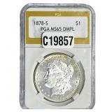 1878-S Morgan Silver Dollar PGA MS65 DMPL