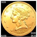 1839 $5 Gold Half Eagle CHOICE AU