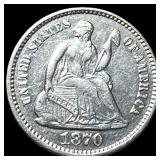 1870 Silver Seated Liberty Half Dime CLOSELY UNCIR
