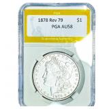 1878 Rev 79 Morgan Silver Dollar PGA AU58