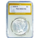 1926-D Silver Peace Dollar PGA MS63 RD