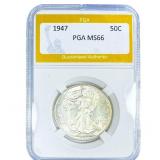 1947 Walking Liberty Half Dollar PGA MS66