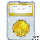 1925 $20 Gold Double Eagle NTC MS64
