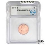 2010-D Lincoln Shield Penny ICG MS67 RD