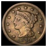 1849 Braided Hair Large Cent NEARLY UNCIRCULATED