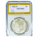 1921-D Morgan Silver Dollar PGA MS63