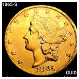 1865-S $20 Gold Double Eagle CHOICE BU
