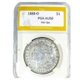 1888-O Morgan Silver Dollar PGA AU50 Hot Lips