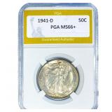 1941-D Walking Liberty Half Dollar PGA MS66+