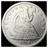 1864-S Silver Half Dollar ABOUT UNCIRCULATED