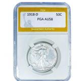 1918-D Walking Liberty Half Dollar PGA AU58