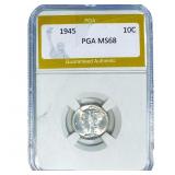 1945 Mercury Silver Dime PGA MS68