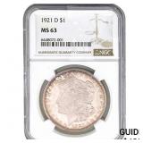 1921-D Morgan Silver Dollar NGC MS63