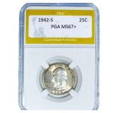 1942-S Washington Silver Quarter PGA MS67+
