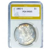 1882-S Morgan Silver Dollar PGA MS65