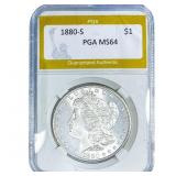 1880-S Morgan Silver Dollar PGA MS64