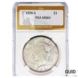 1926-S Silver Peace Dollar PGA MS64