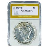 1927-D Silver Peace Dollar PGA MS63 PL