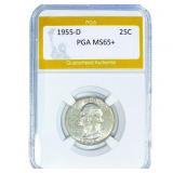 1955-D Washington Silver Quarter PGA MS65+