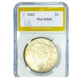 1925 Silver Peace Dollar PGA MS66