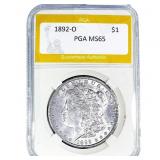 1892-O Morgan Silver Dollar PGA MS65