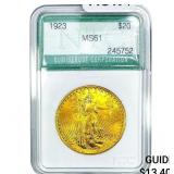 1923 $20 Gold Double Eagle NTC MS61