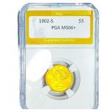 1902-S $5 Gold Half Eagle PGA MS66+