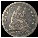 1853 Arrows/Rays Seated Liberty Quarter HIGH GRADE