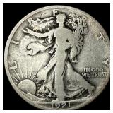 1921 Silver Walking Liberty Half Dollar  NEARLY U