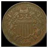 1870 Bronze Two-Cent Piece NEARLY UNCIRCULATED