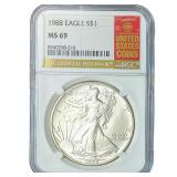 1988 Silver Eagle NGC MS69
